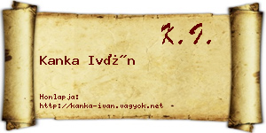 Kanka Iván névjegykártya